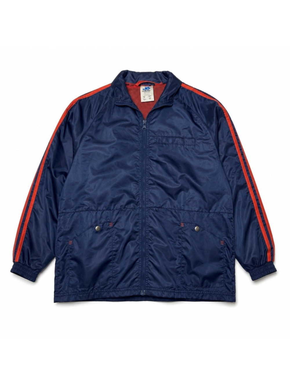 Adidas Windbreaker Jacket Boys Medium 90s Navy Red Hooded Track Full Zip Vintage
